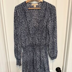 Michael Kors Navy and White Long Sleeve Dress